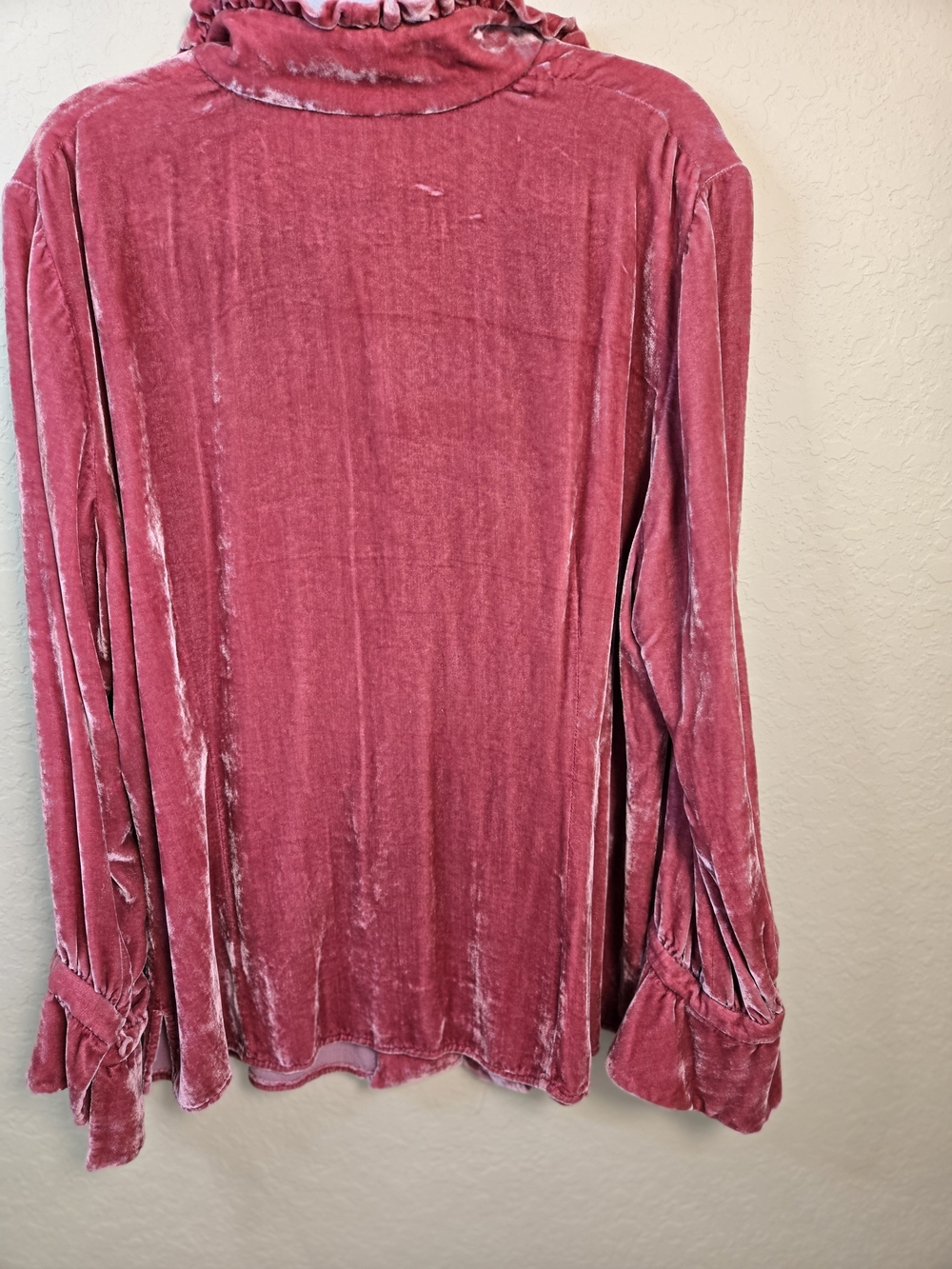 Dana Buchman Dusty Raspberry Velvet Ruffle-Trim Blouse - Picture 4 of 13